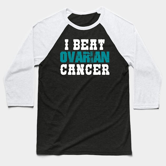 I Beat Ovarian Cancer Baseball T-Shirt by zeedot